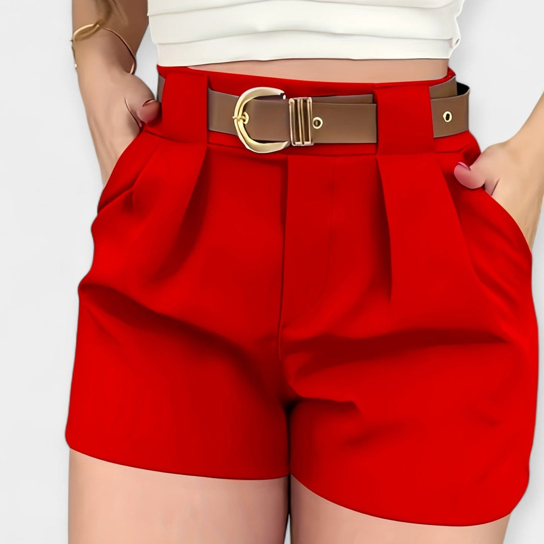 Ylelliset Korkeavyötäröiset Pleat-shortsit