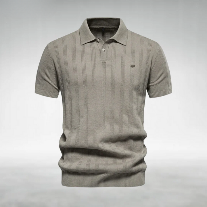 Finjeno – Ribbed Polo Shirt with Patterned Design