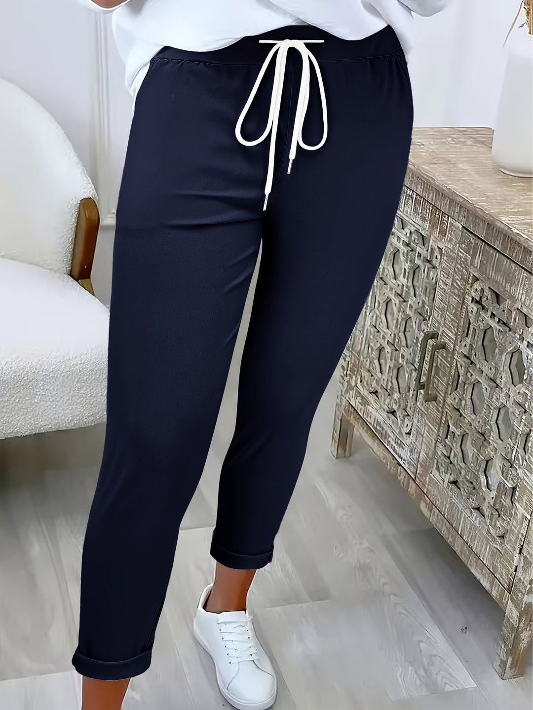 Abriana – Slim Fit -juoksuhousut kiristysnauhalla