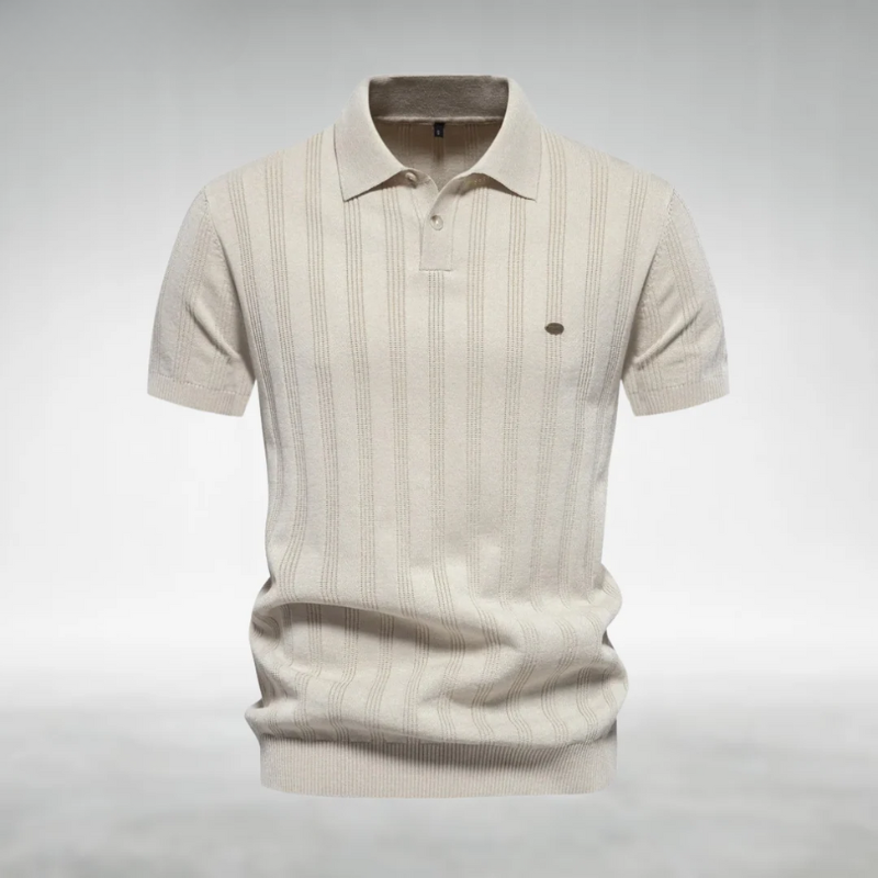 Finjeno – Ribbed Polo Shirt with Patterned Design