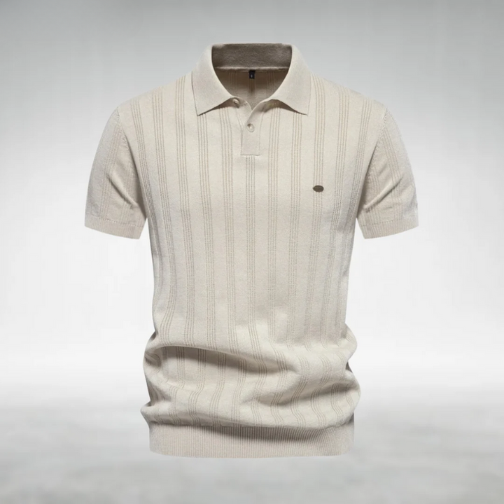 Finjeno – Ribbed Polo Shirt with Patterned Design