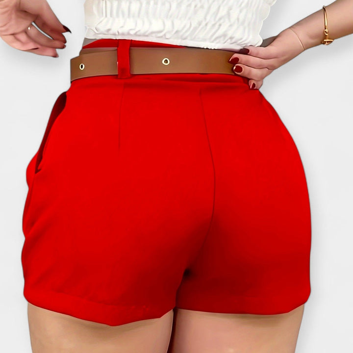 Ylelliset Korkeavyötäröiset Pleat-shortsit