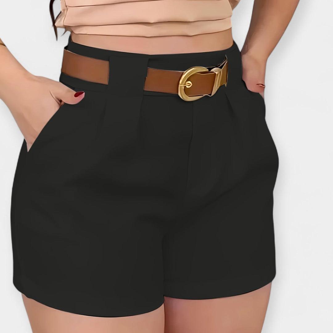 Ylelliset Korkeavyötäröiset Pleat-shortsit