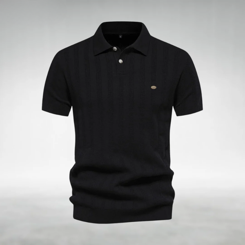 Finjeno – Ribbed Polo Shirt with Patterned Design