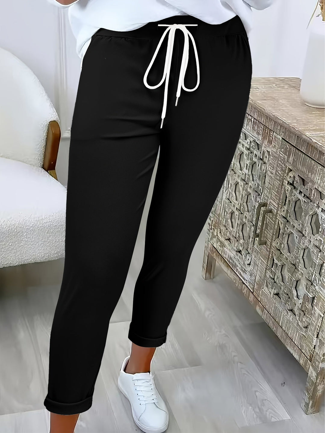 Abriana – Slim Fit -juoksuhousut kiristysnauhalla