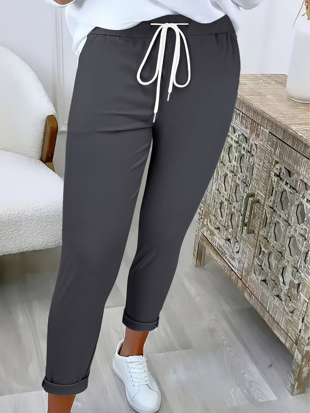 Abriana – Slim Fit -juoksuhousut kiristysnauhalla