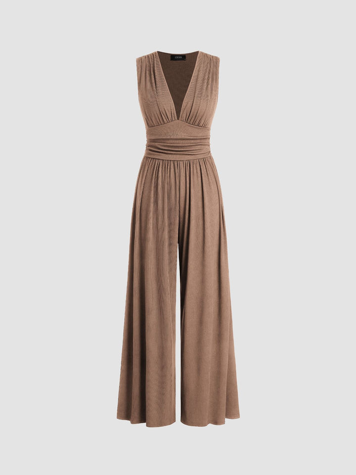Rivora – Olkaimeton leveälahkeinen jumpsuit
