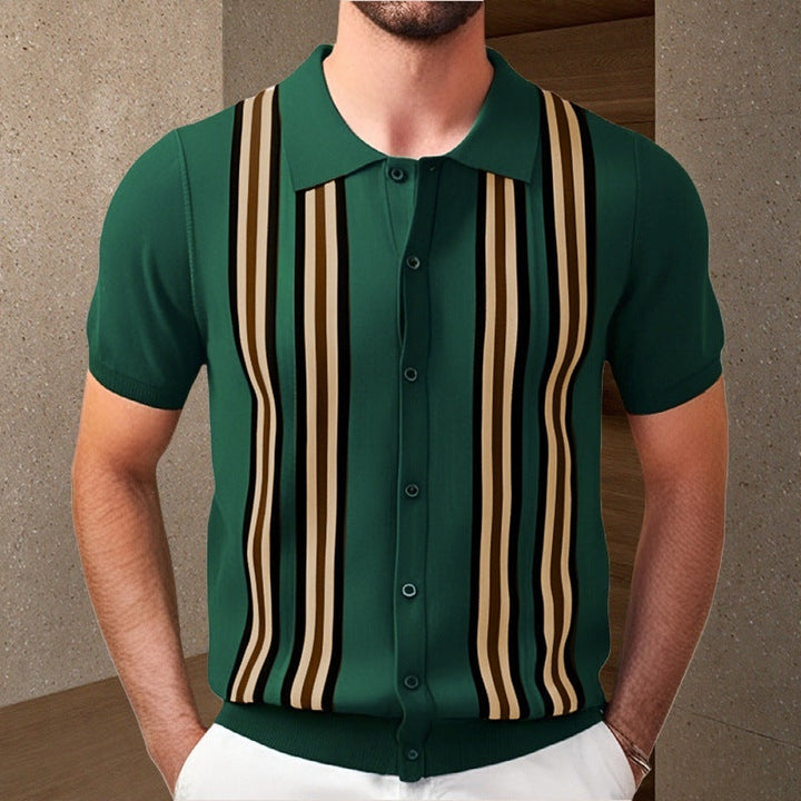Dorien – Striped Button-Up Polo