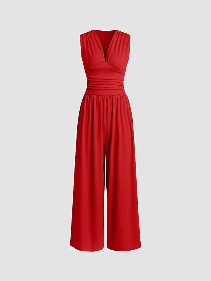 Rivora – Olkaimeton leveälahkeinen jumpsuit