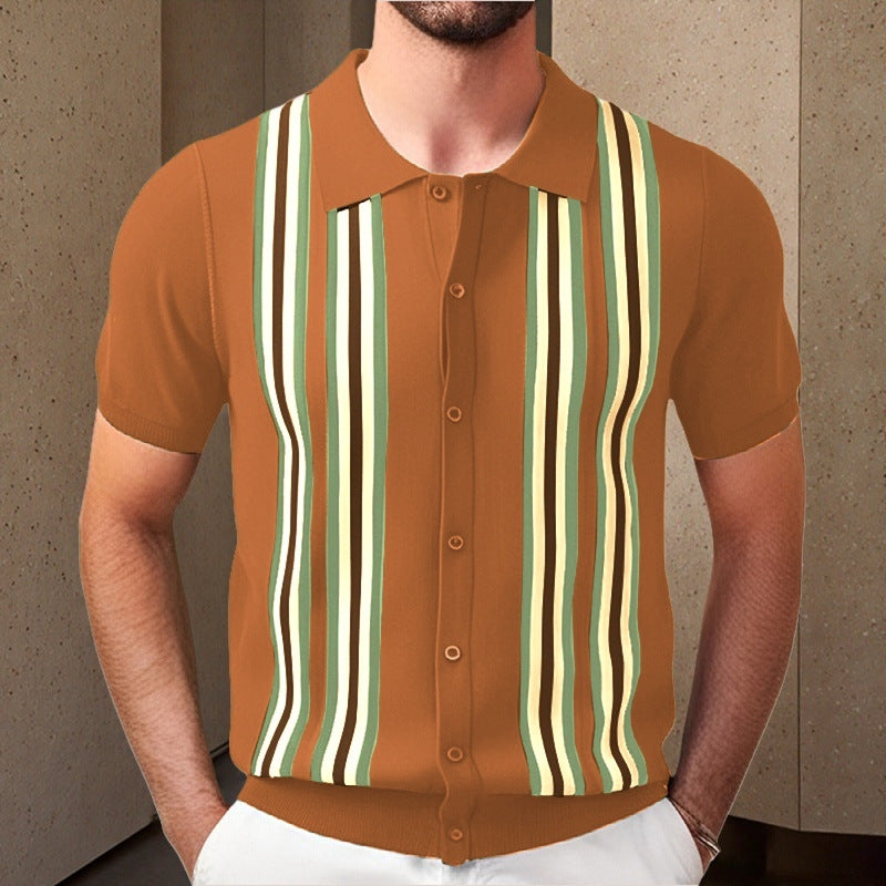 Dorien – Striped Button-Up Polo