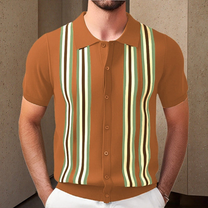 Dorien – Striped Button-Up Polo