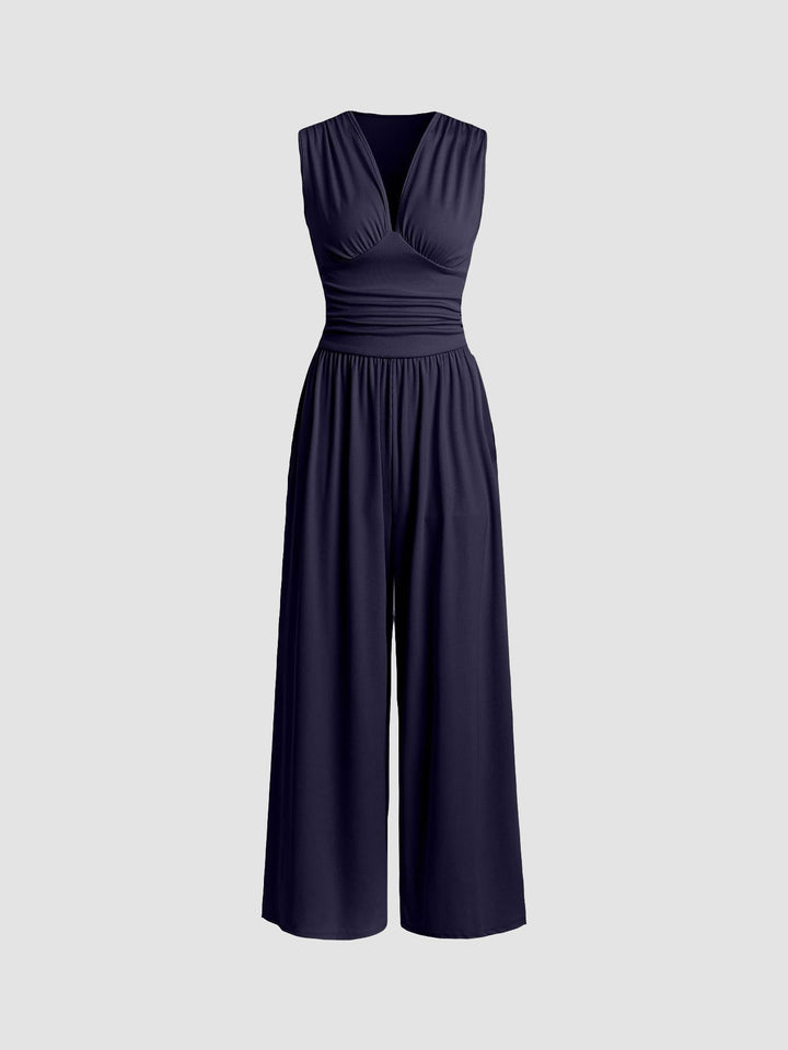 Rivora – Olkaimeton leveälahkeinen jumpsuit