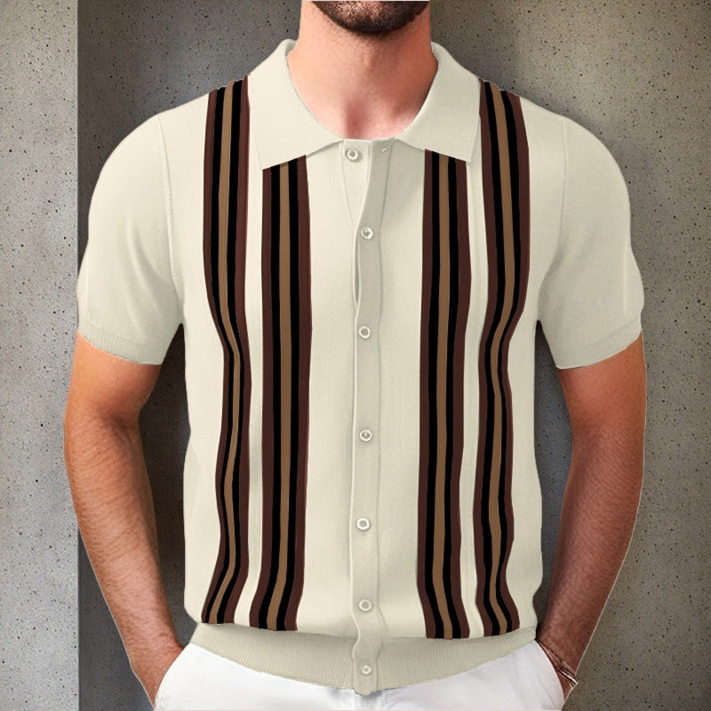 Dorien – Striped Button-Up Polo