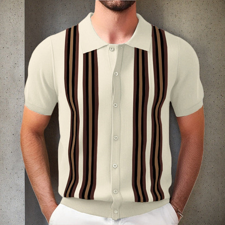 Dorien – Striped Button-Up Polo