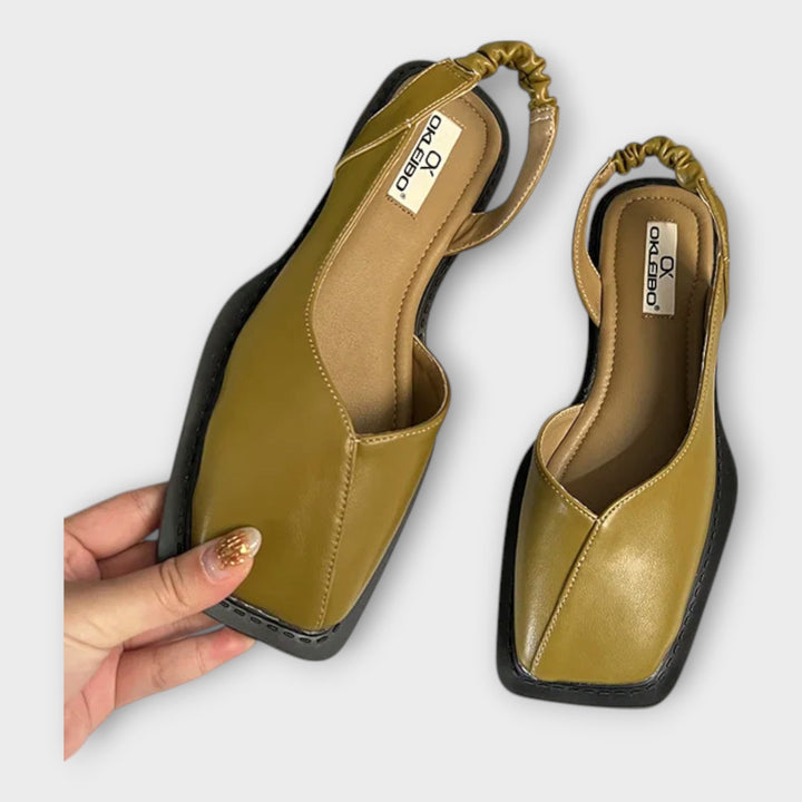 Elastisella Kantapäällä Varustetut Nahkalook Mokkasinit