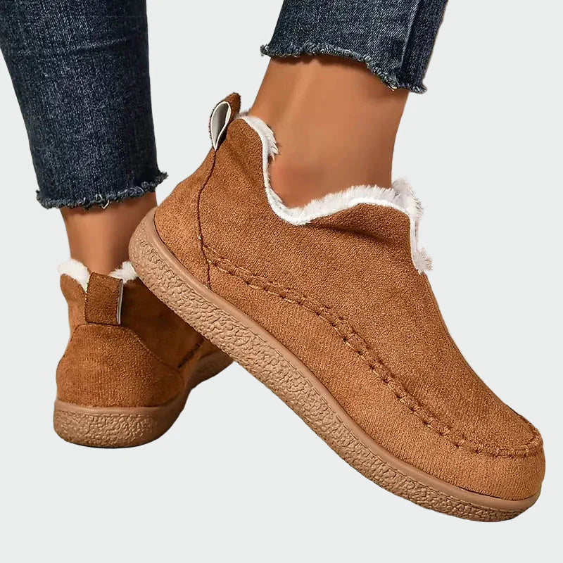Naiselliset Beige Mokkanahkasaappaat Turkisvuorella